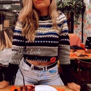 ZARA Jacquard Knit Crop Sweater